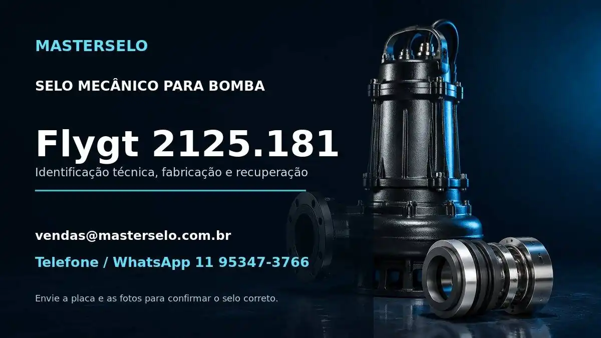 Imagem do modelo de bomba Flygt 2125.181 usada na identificação do selo mecânico
