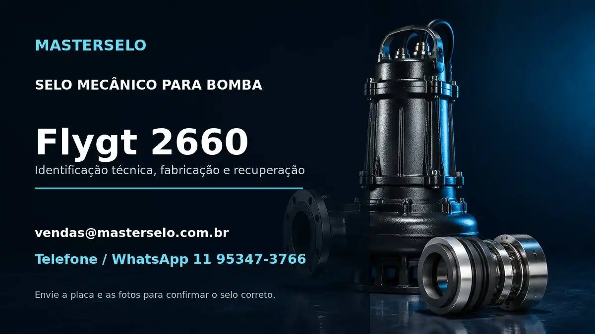 Imagem do modelo de bomba Flygt 2660 usada na identificação do selo mecânico
