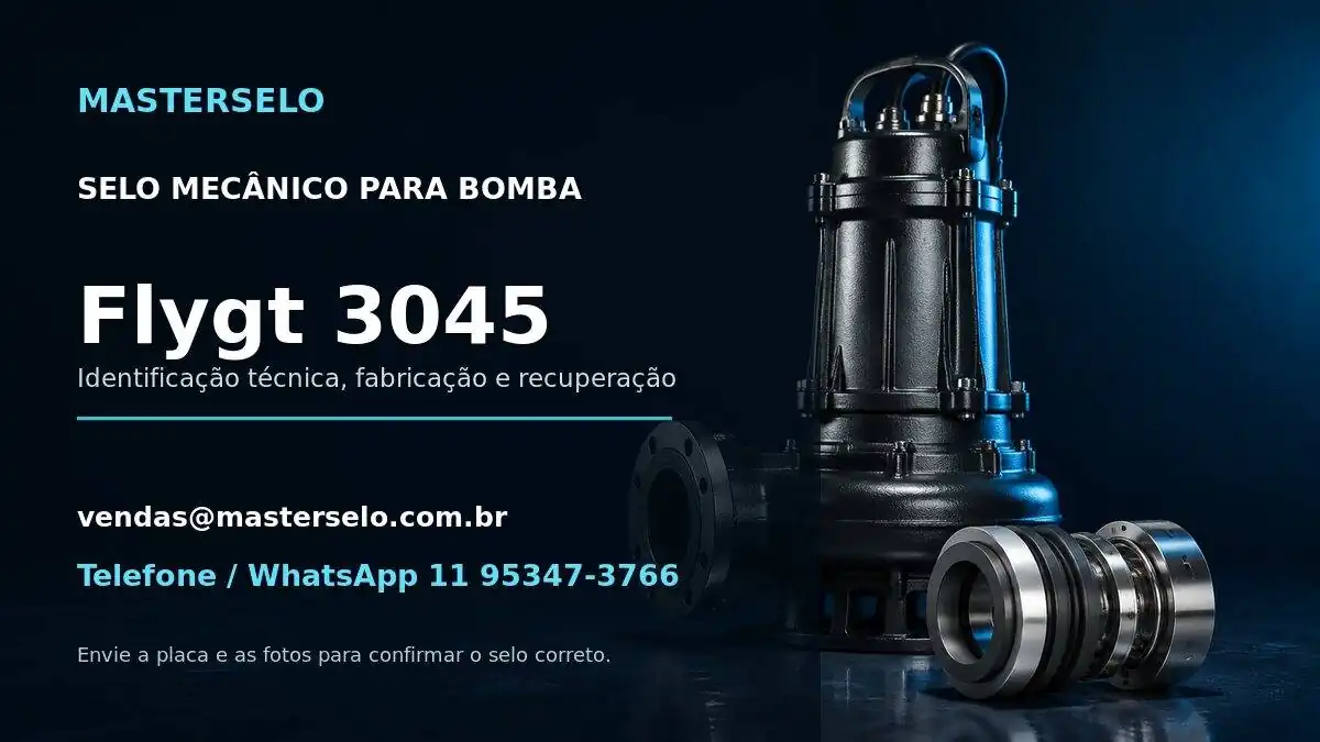 Imagem do modelo de bomba Flygt 3045 usada na identificação do selo mecânico
