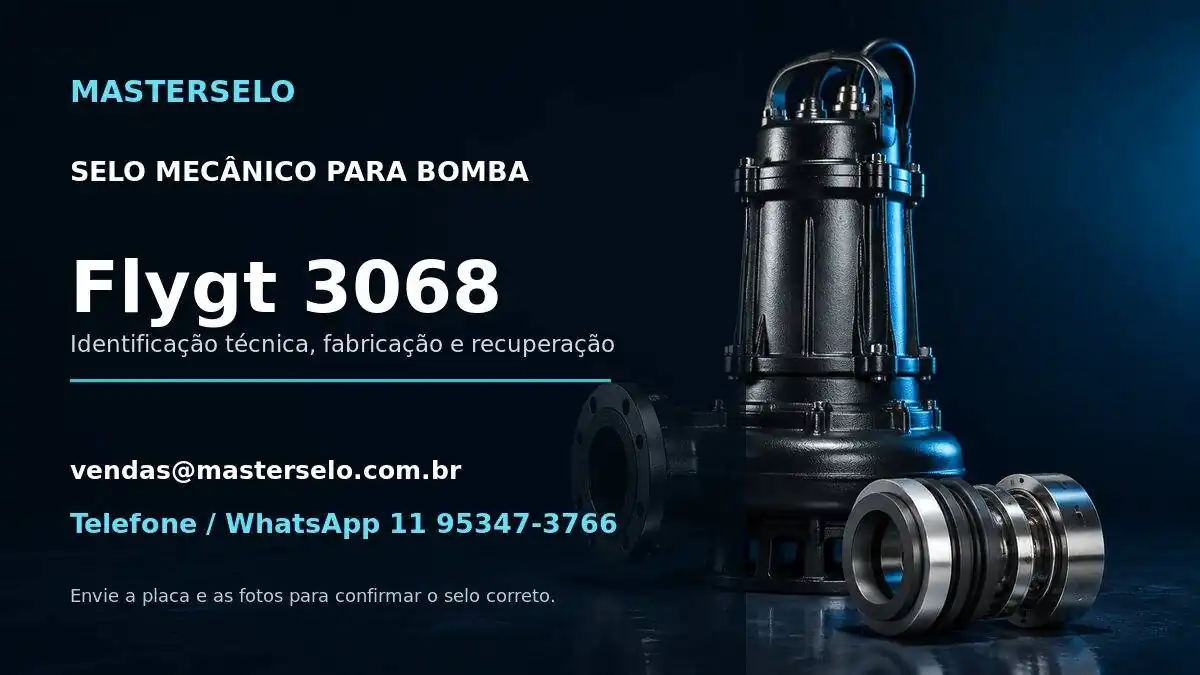 Imagem do modelo de bomba Flygt 3068 usada na identificação do selo mecânico