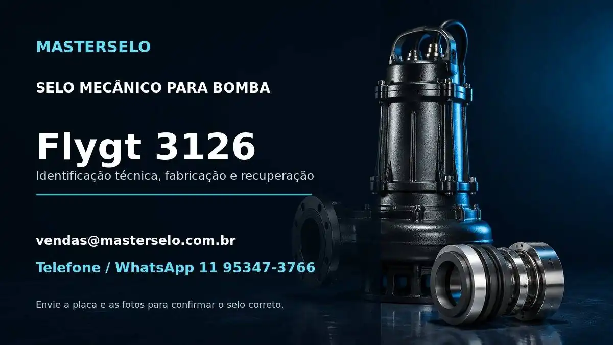 Imagem do modelo de bomba Flygt 3126 usada na identificação do selo mecânico