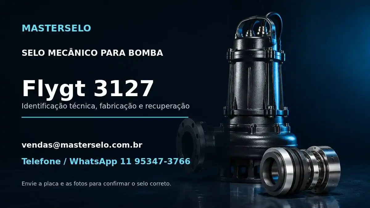 Imagem do modelo de bomba Flygt 3127 usada na identificação do selo mecânico