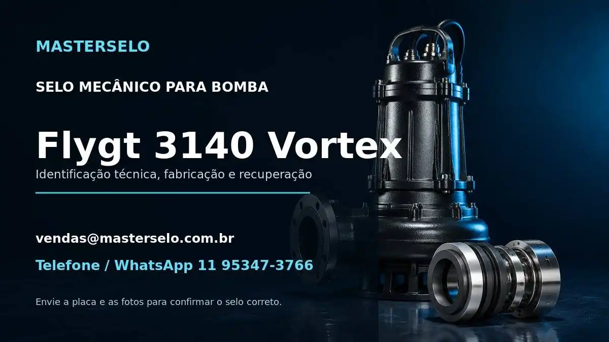 Imagem do modelo de bomba Flygt 3140 Vortex usada na identificação do selo mecânico