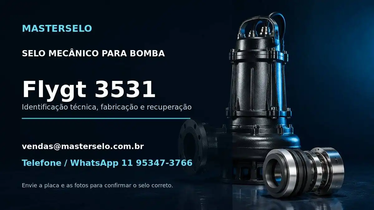 Imagem do modelo de bomba Flygt 3531 usada na identificação do selo mecânico