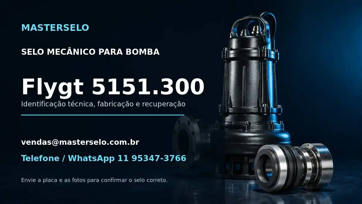Imagem do modelo de bomba Flygt 5151.300 usada na identificação do selo mecânico