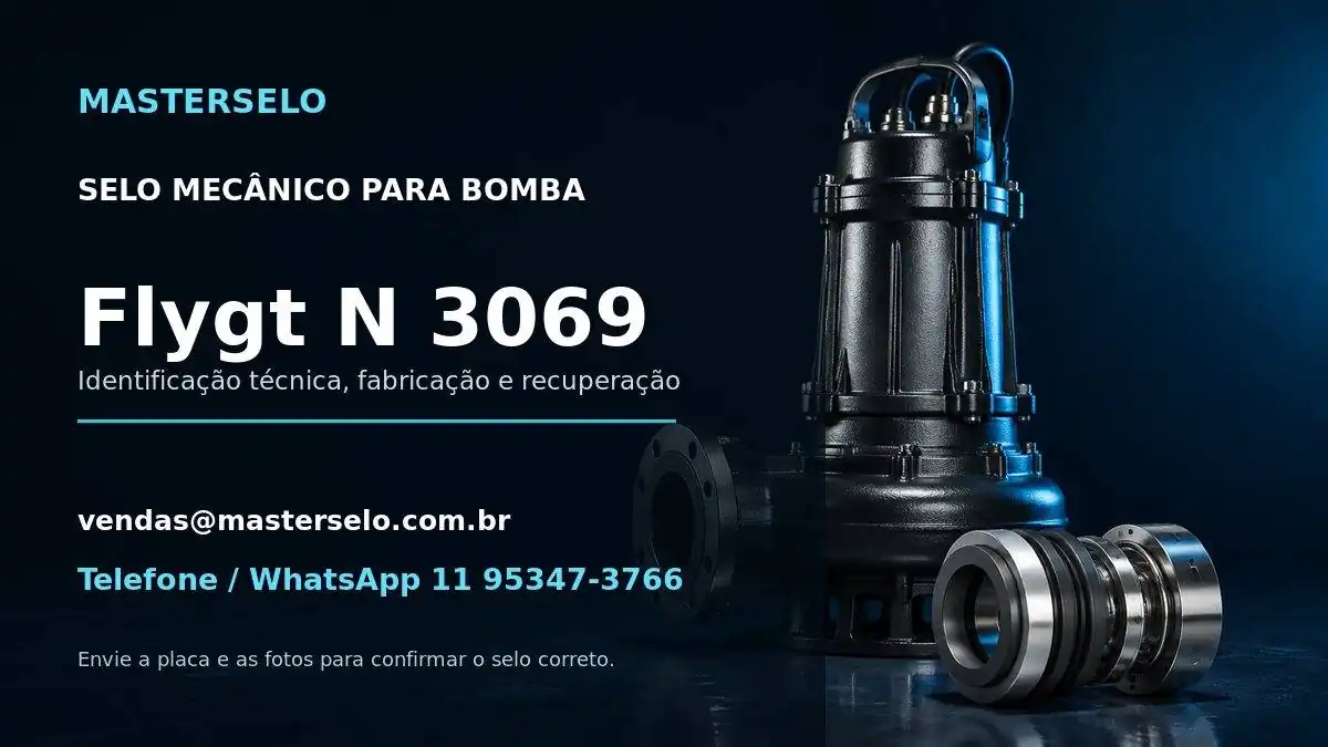 Imagem do modelo de bomba Flygt N 3069 usada na identificação do selo mecânico