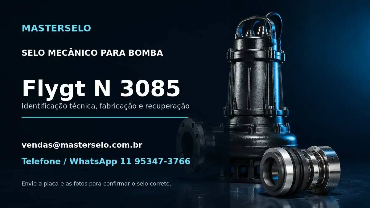Imagem do modelo de bomba Flygt N 3085 usada na identificação do selo mecânico