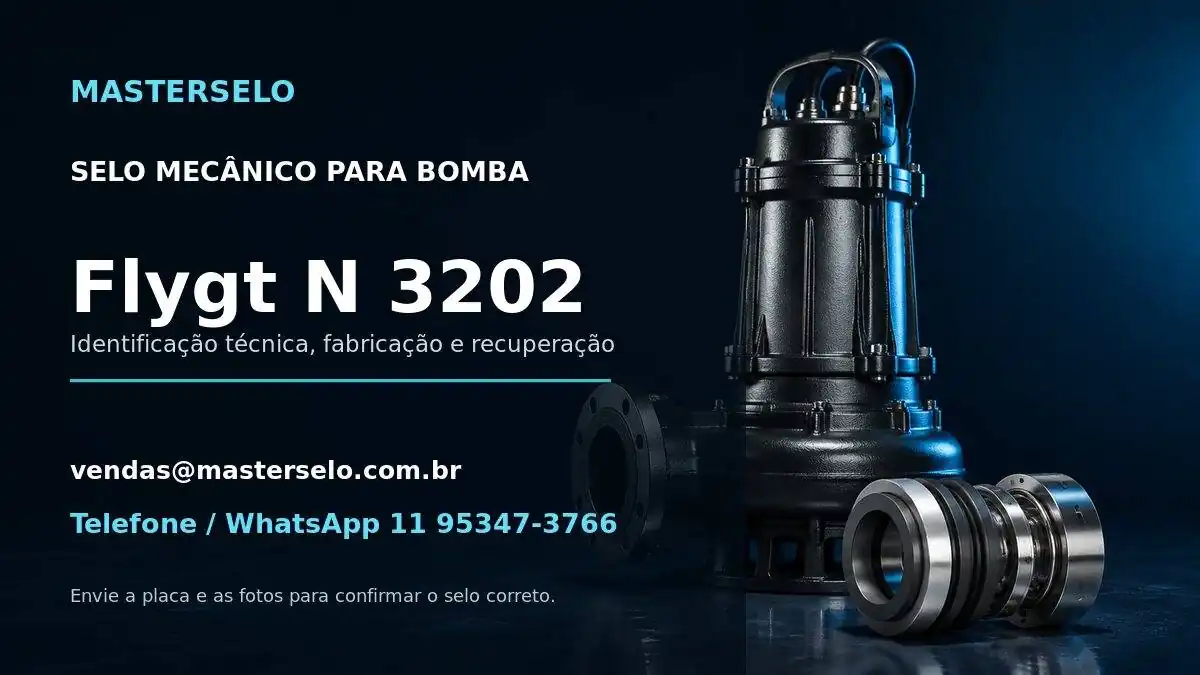 Imagem do modelo de bomba Flygt N 3202 usada na identificação do selo mecânico