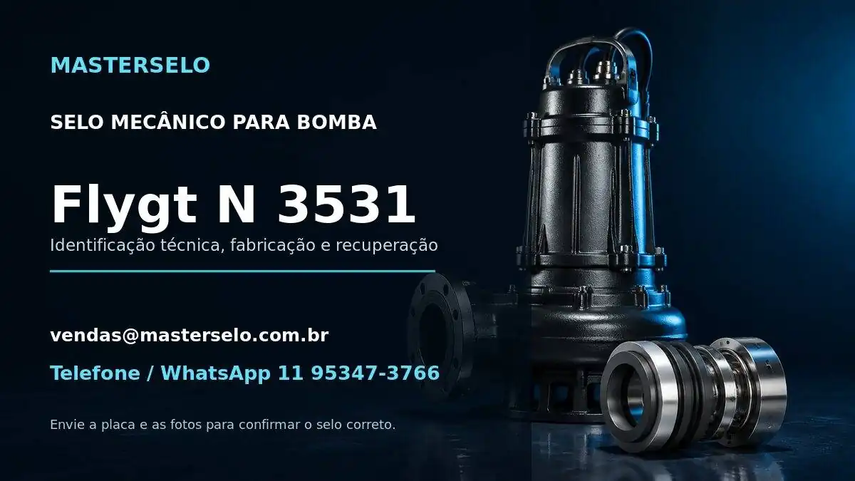 Imagem do modelo de bomba Flygt N 3531 usada na identificação do selo mecânico