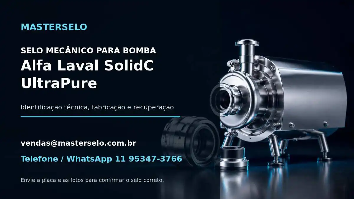 Imagem do modelo de bomba Alfa Laval SolidC UltraPure usada na identificação do selo mecânico
