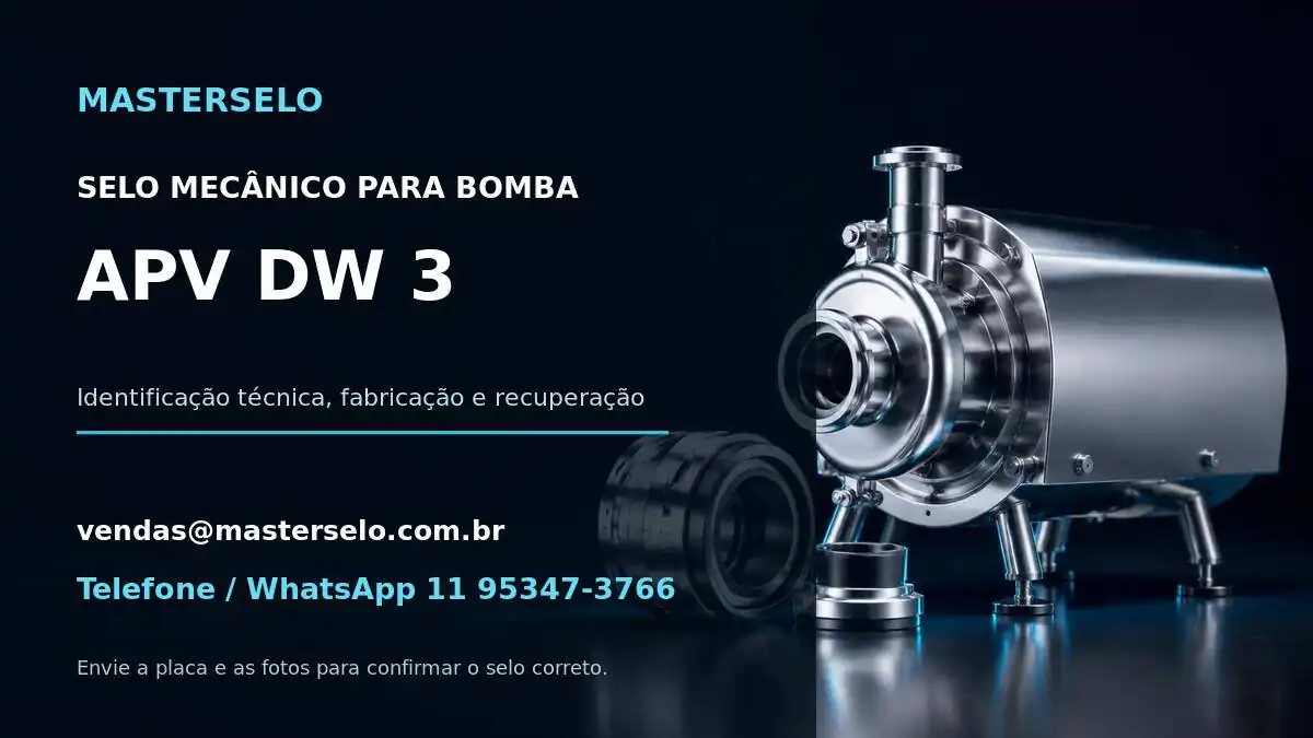 Imagem do modelo de bomba APV DW 3 usada na identificação do selo mecânico