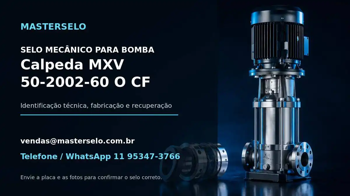 Imagem do modelo de bomba Calpeda MXV 50-2002-60 O CF usada na identificação do selo mecânico