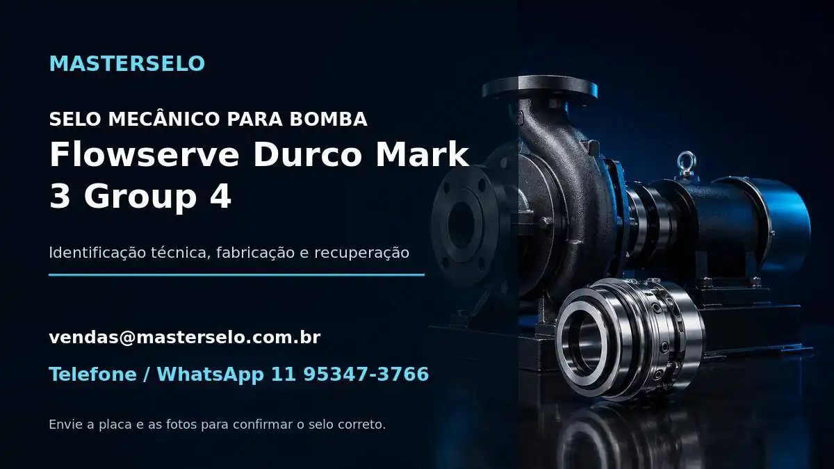 Imagem do modelo de bomba Flowserve Durco Mark 3 Group 4 usada na identificação do selo mecânico