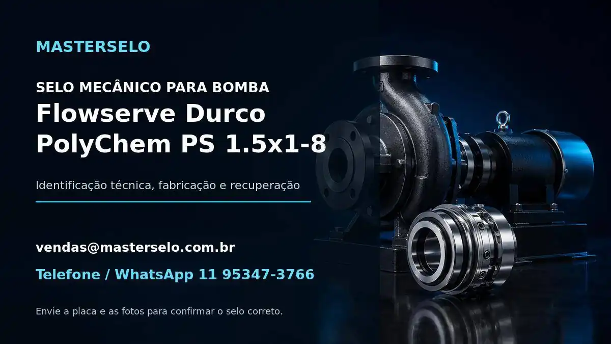 Imagem do modelo de bomba Flowserve Durco PolyChem PS 1.5x1-8 usada na identificação do selo mecânico