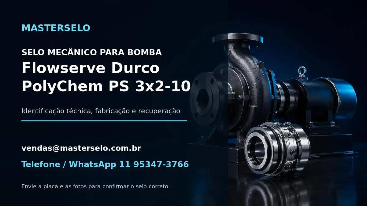 Imagem do modelo de bomba Flowserve Durco PolyChem PS 3x2-10 usada na identificação do selo mecânico