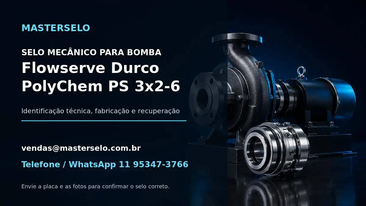 Imagem do modelo de bomba Flowserve Durco PolyChem PS 3x2-6 usada na identificação do selo mecânico