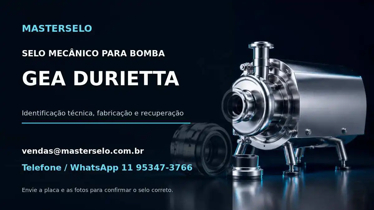 Imagem do modelo de bomba GEA DURIETTA usada na identificação do selo mecânico