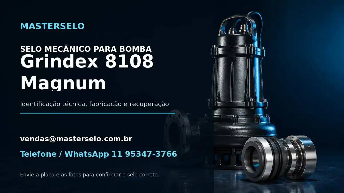 Imagem do modelo de bomba Grindex 8108 Magnum usada na identificação do selo mecânico