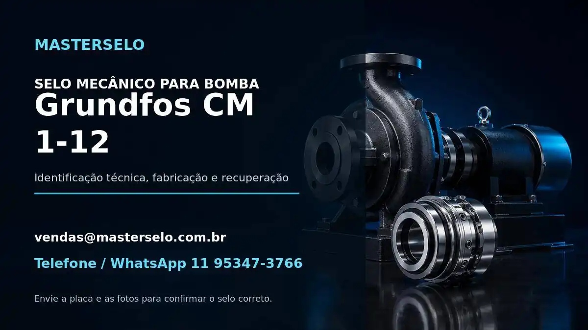 Imagem do modelo de bomba Grundfos CM 1-12 usada na identificação do selo mecânico