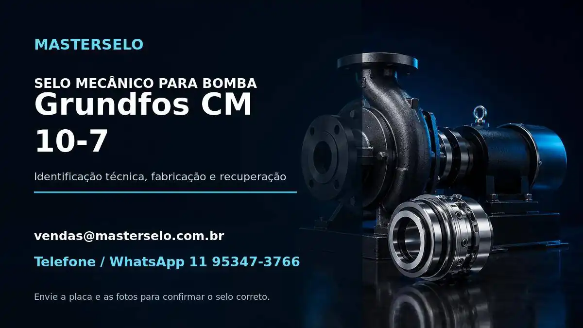 Imagem do modelo de bomba Grundfos CM 10-7 usada na identificação do selo mecânico