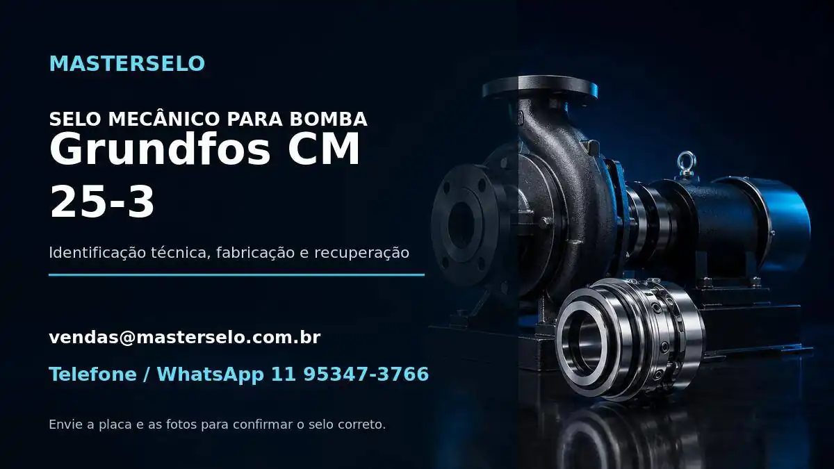 Imagem do modelo de bomba Grundfos CM 25-3 usada na identificação do selo mecânico
