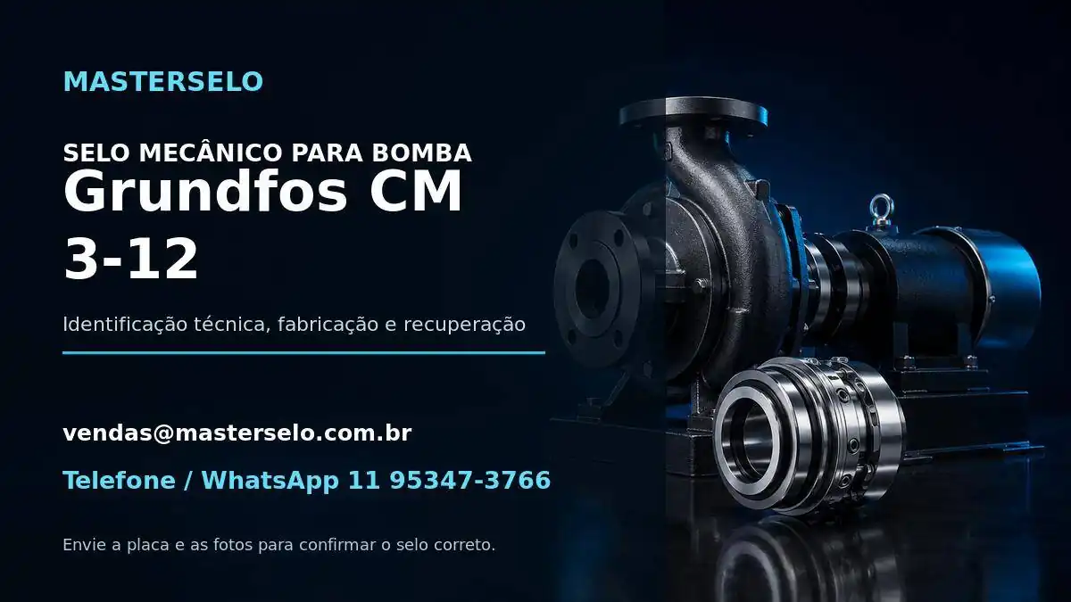 Imagem do modelo de bomba Grundfos CM 3-12 usada na identificação do selo mecânico