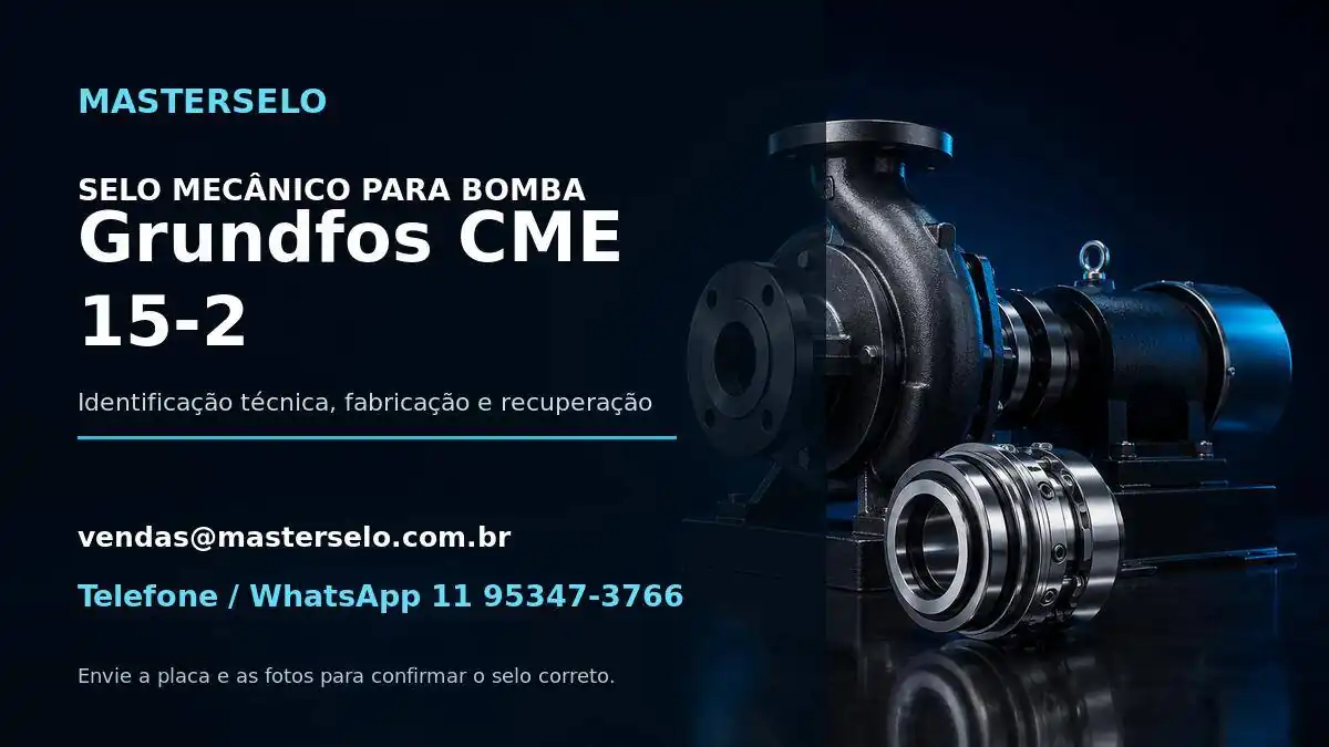 Imagem do modelo de bomba Grundfos CME 15-2 usada na identificação do selo mecânico