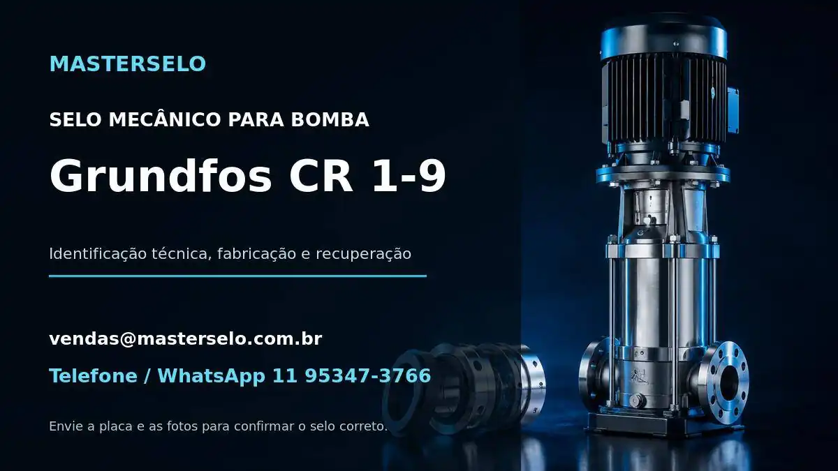 Imagem do modelo de bomba Grundfos CR 1-9 usada na identificação do selo mecânico