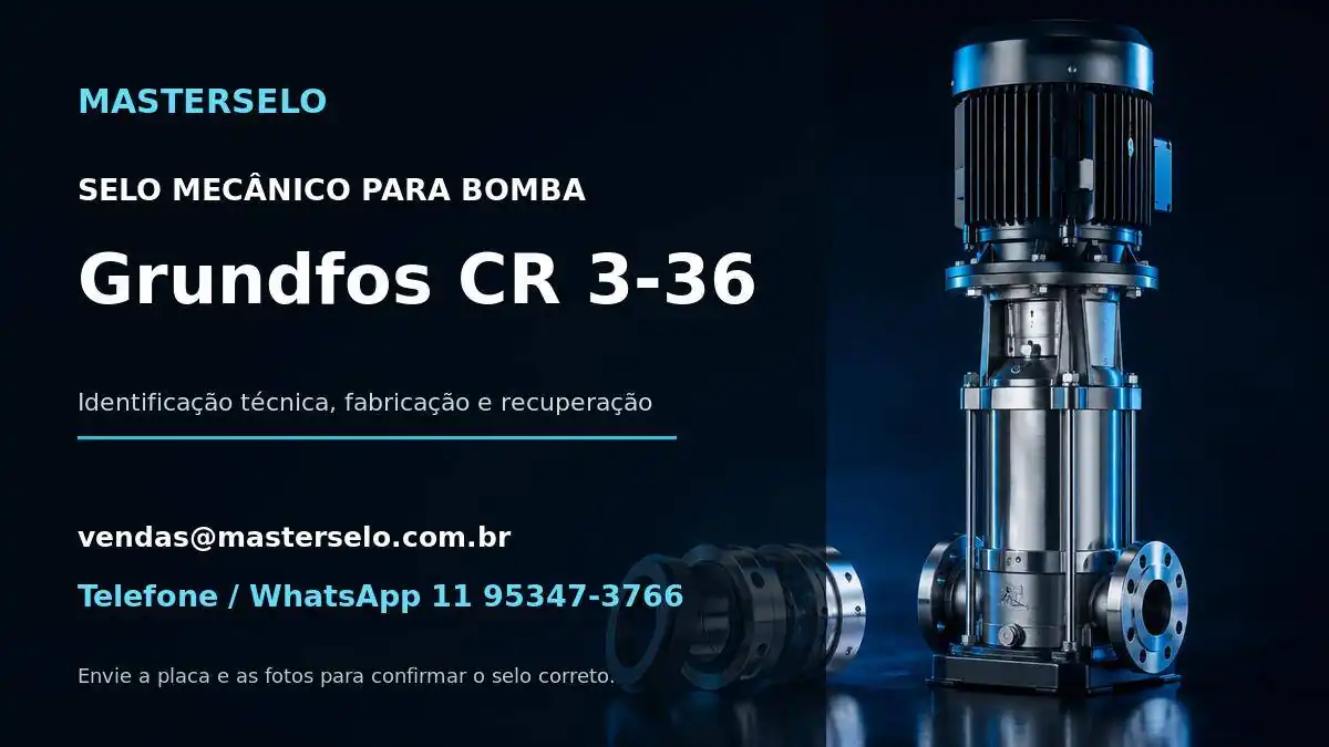 Imagem do modelo de bomba Grundfos CR 3-36 usada na identificação do selo mecânico