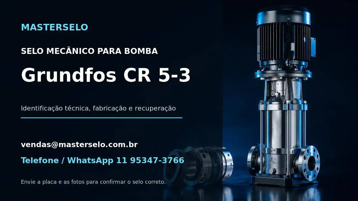 Imagem do modelo de bomba Grundfos CR 5-3 usada na identificação do selo mecânico