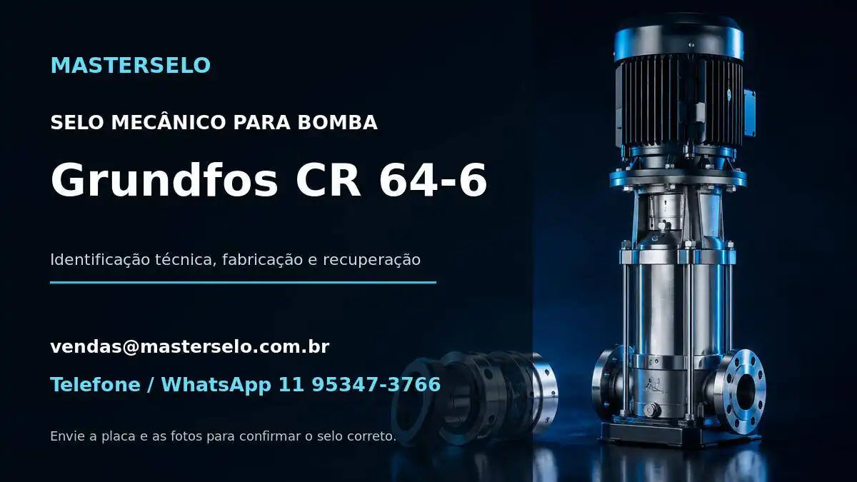 Imagem do modelo de bomba Grundfos CR 64-6 usada na identificação do selo mecânico