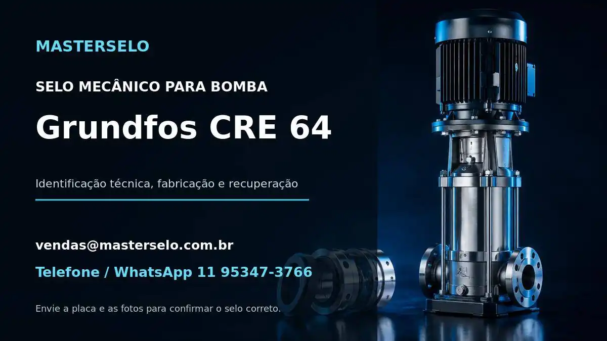 Imagem do modelo de bomba Grundfos CRE 64 usada na identificação do selo mecânico