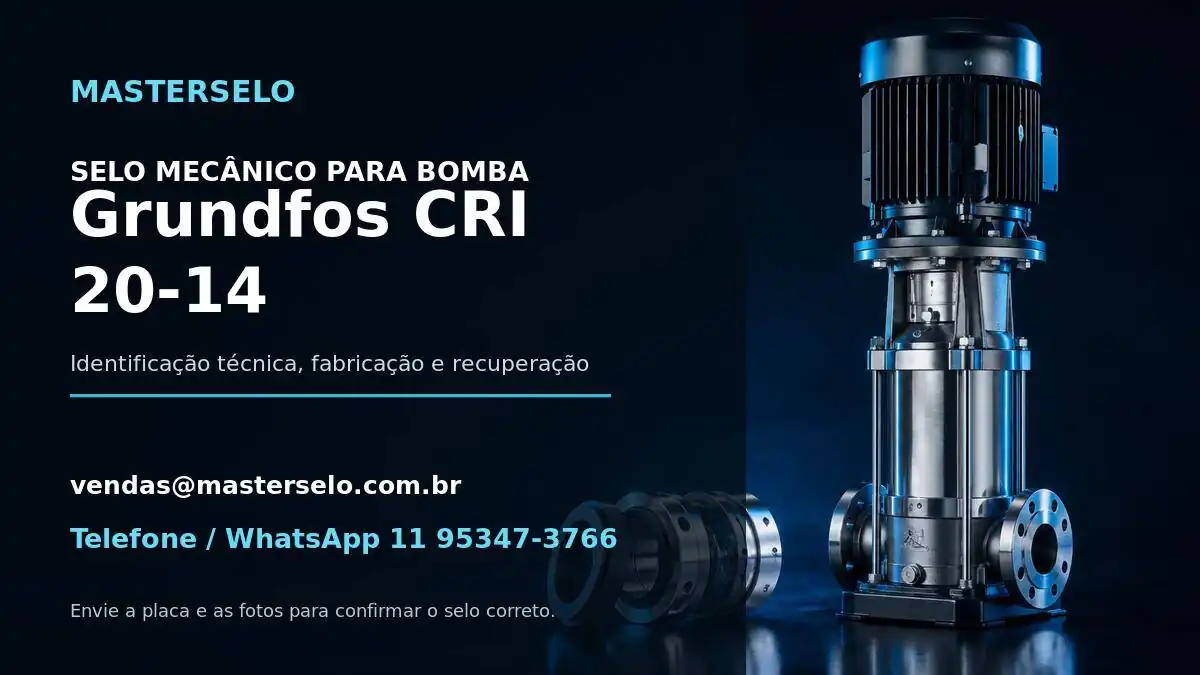 Imagem do modelo de bomba Grundfos CRI 20-14 usada na identificação do selo mecânico