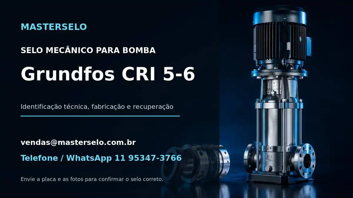 Imagem do modelo de bomba Grundfos CRI 5-6 usada na identificação do selo mecânico