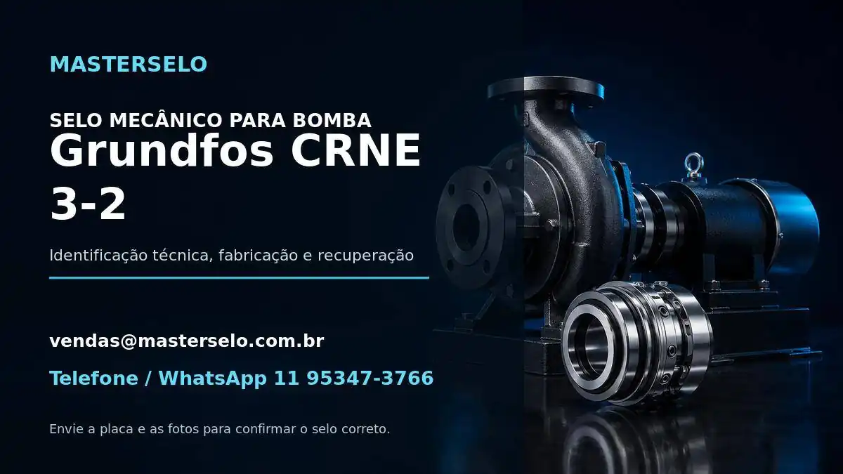 Imagem do modelo de bomba Grundfos CRNE 3-2 usada na identificação do selo mecânico