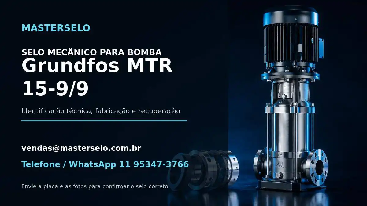Imagem do modelo de bomba Grundfos MTR 15-9/9 usada na identificação do selo mecânico