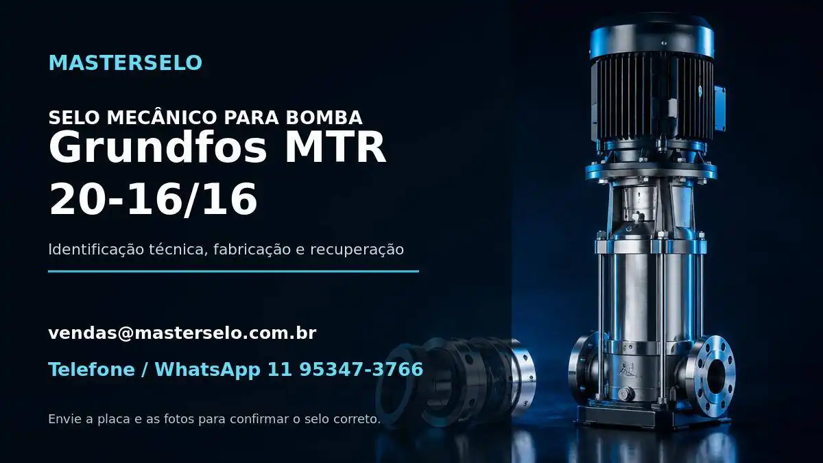 Imagem do modelo de bomba Grundfos MTR 20-16/16 usada na identificação do selo mecânico