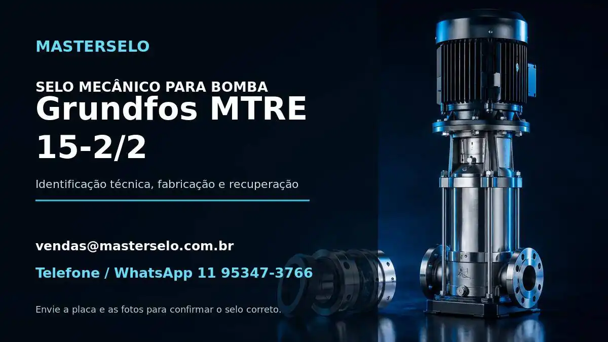 Imagem do modelo de bomba Grundfos MTRE 15-2/2 usada na identificação do selo mecânico