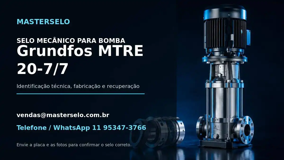 Imagem do modelo de bomba Grundfos MTRE 20-7/7 usada na identificação do selo mecânico