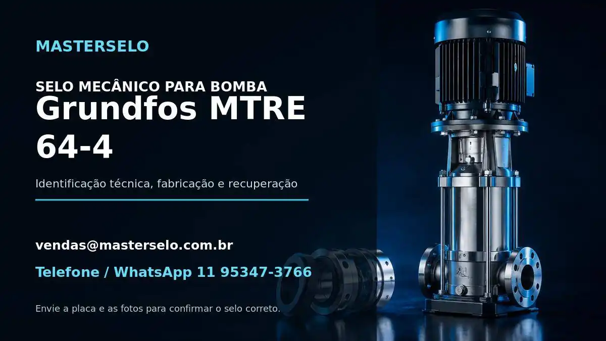 Imagem do modelo de bomba Grundfos MTRE 64-4 usada na identificação do selo mecânico