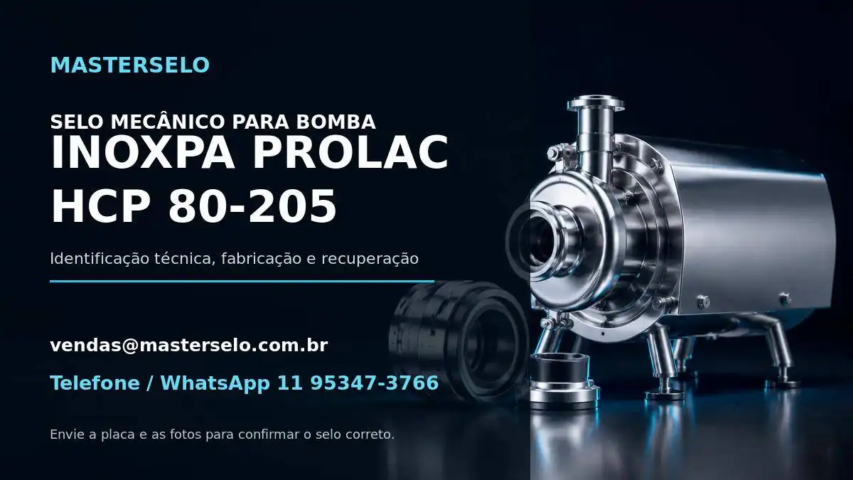 Imagem do modelo de bomba INOXPA PROLAC HCP 80-205 usada na identificação do selo mecânico