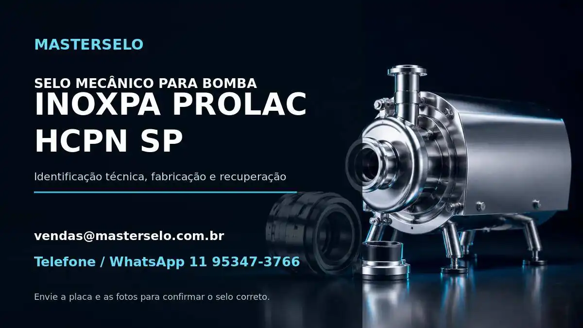 Imagem do modelo de bomba INOXPA PROLAC HCPN SP usada na identificação do selo mecânico