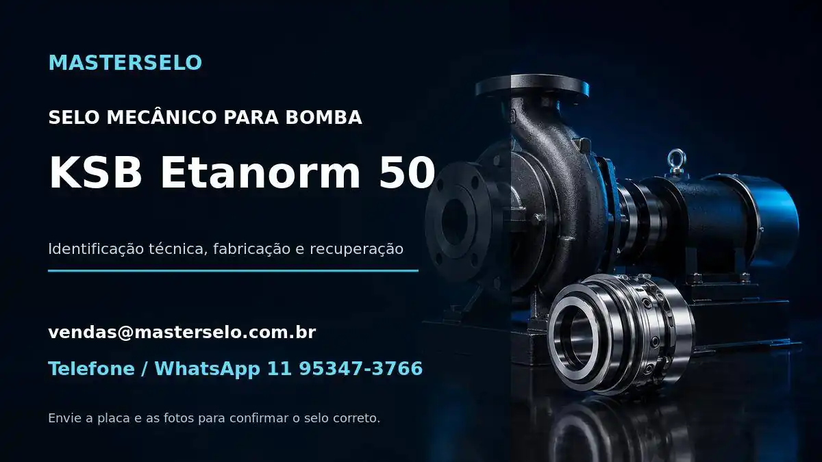 Imagem do modelo de bomba KSB Etanorm 50 usada na identificação do selo mecânico