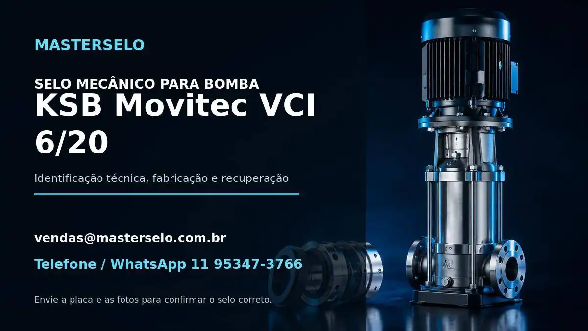 Imagem do modelo de bomba KSB Movitec VCI 6/20 usada na identificação do selo mecânico