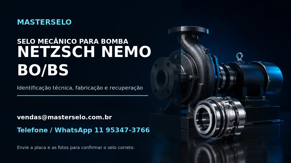 Imagem do modelo de bomba NETZSCH NEMO BO/BS usada na identificação do selo mecânico