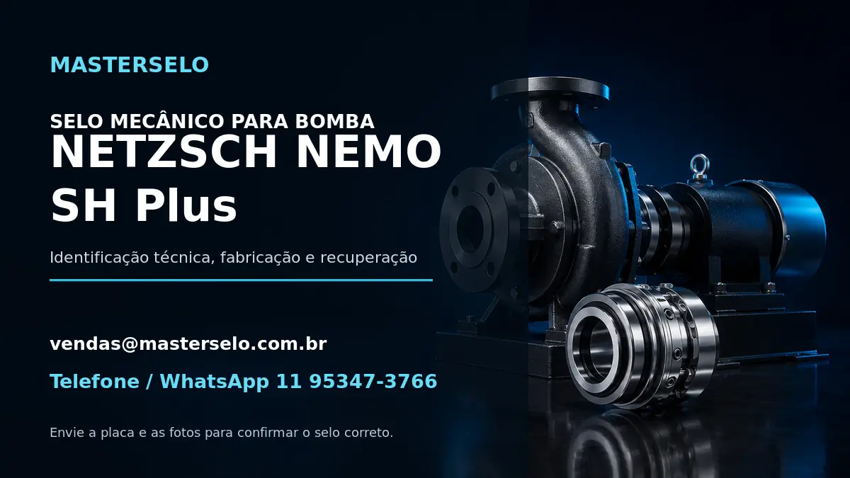 Imagem do modelo de bomba NETZSCH NEMO SH Plus usada na identificação do selo mecânico