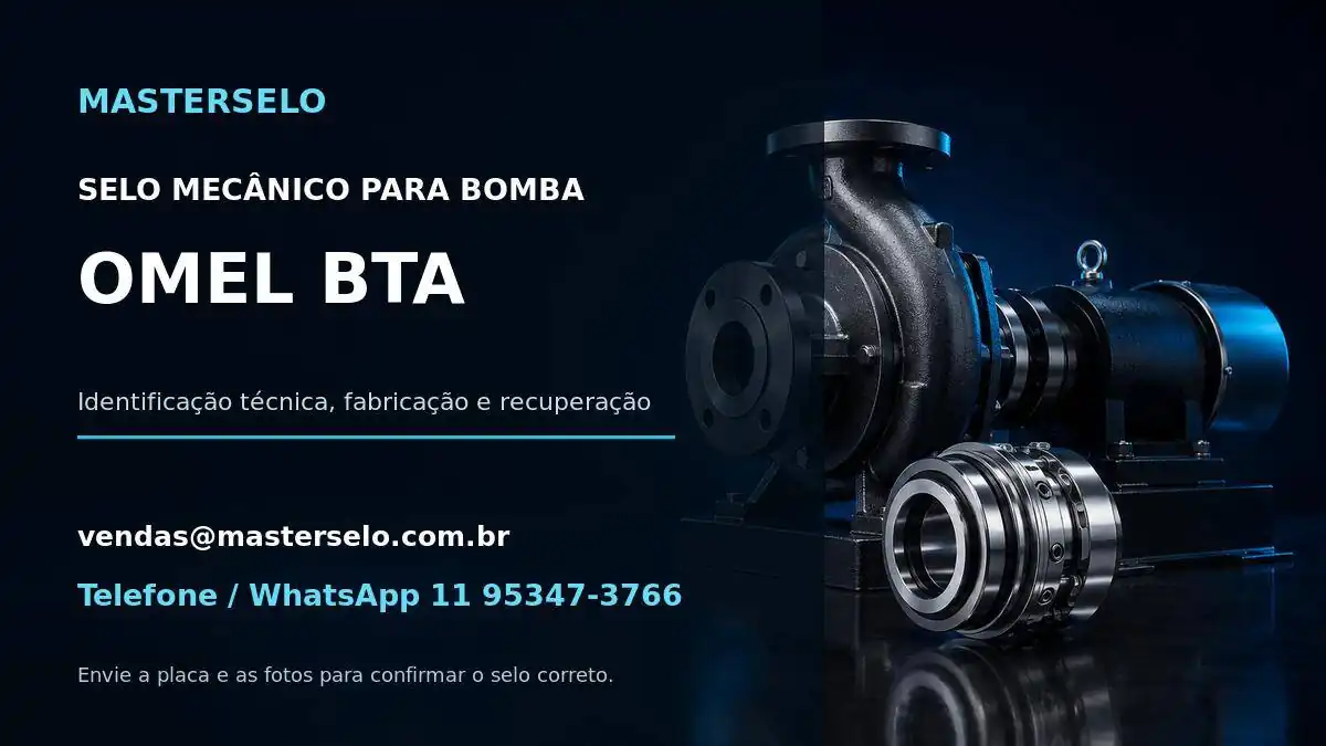Imagem do modelo de bomba OMEL BTA usada na identificação do selo mecânico