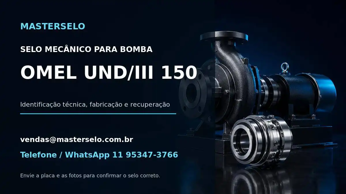 Imagem do modelo de bomba OMEL UND/III 150 usada na identificação do selo mecânico