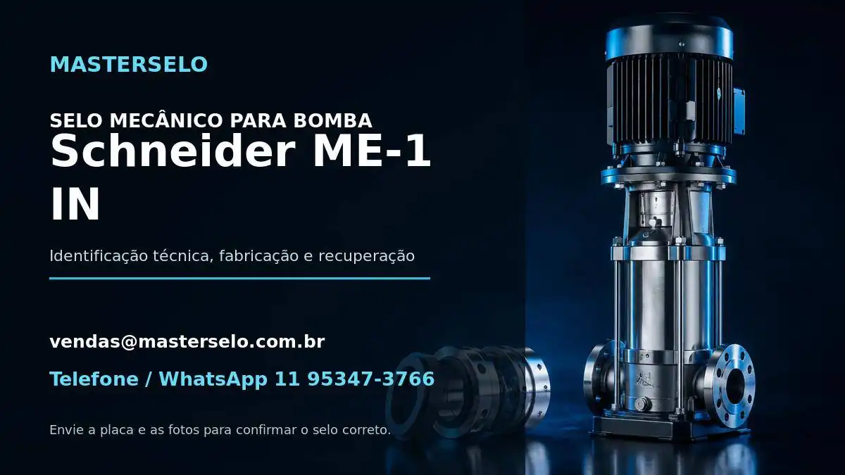 Imagem do modelo de bomba Schneider ME-1 IN usada na identificação do selo mecânico