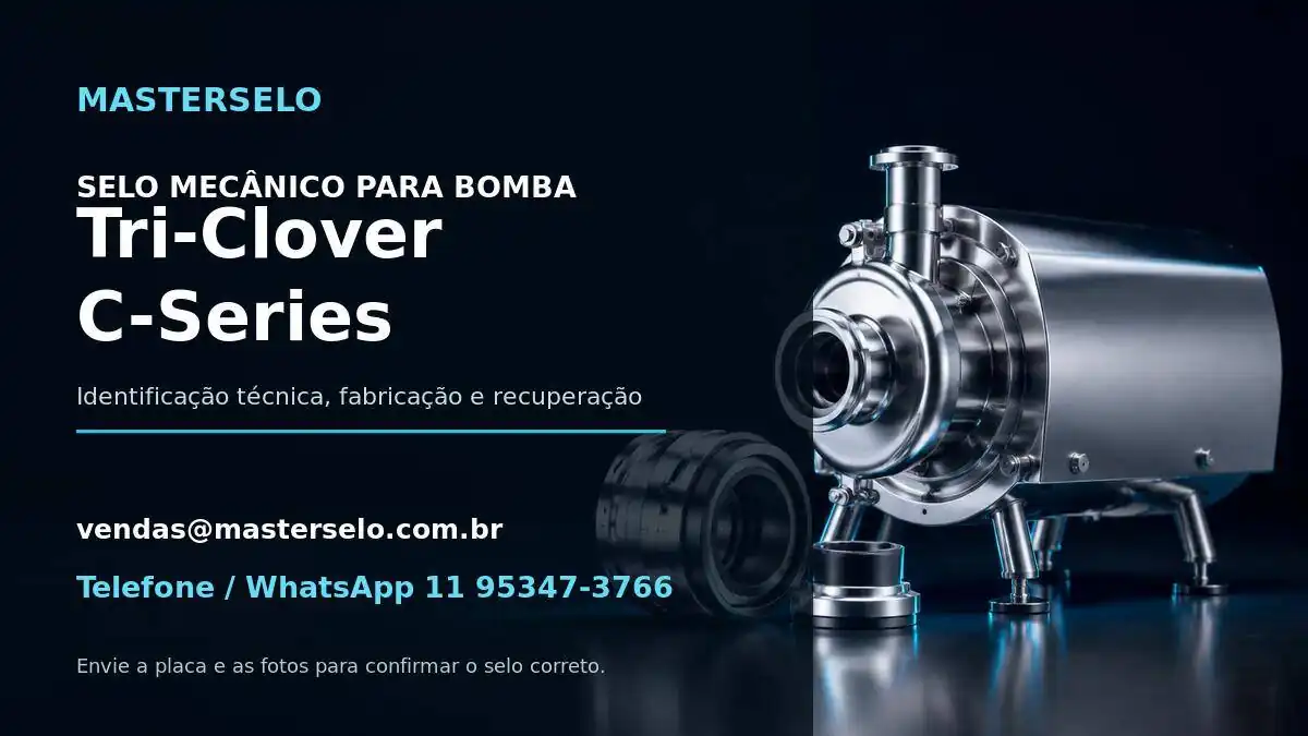 Imagem do modelo de bomba Tri-Clover C-Series usada na identificação do selo mecânico